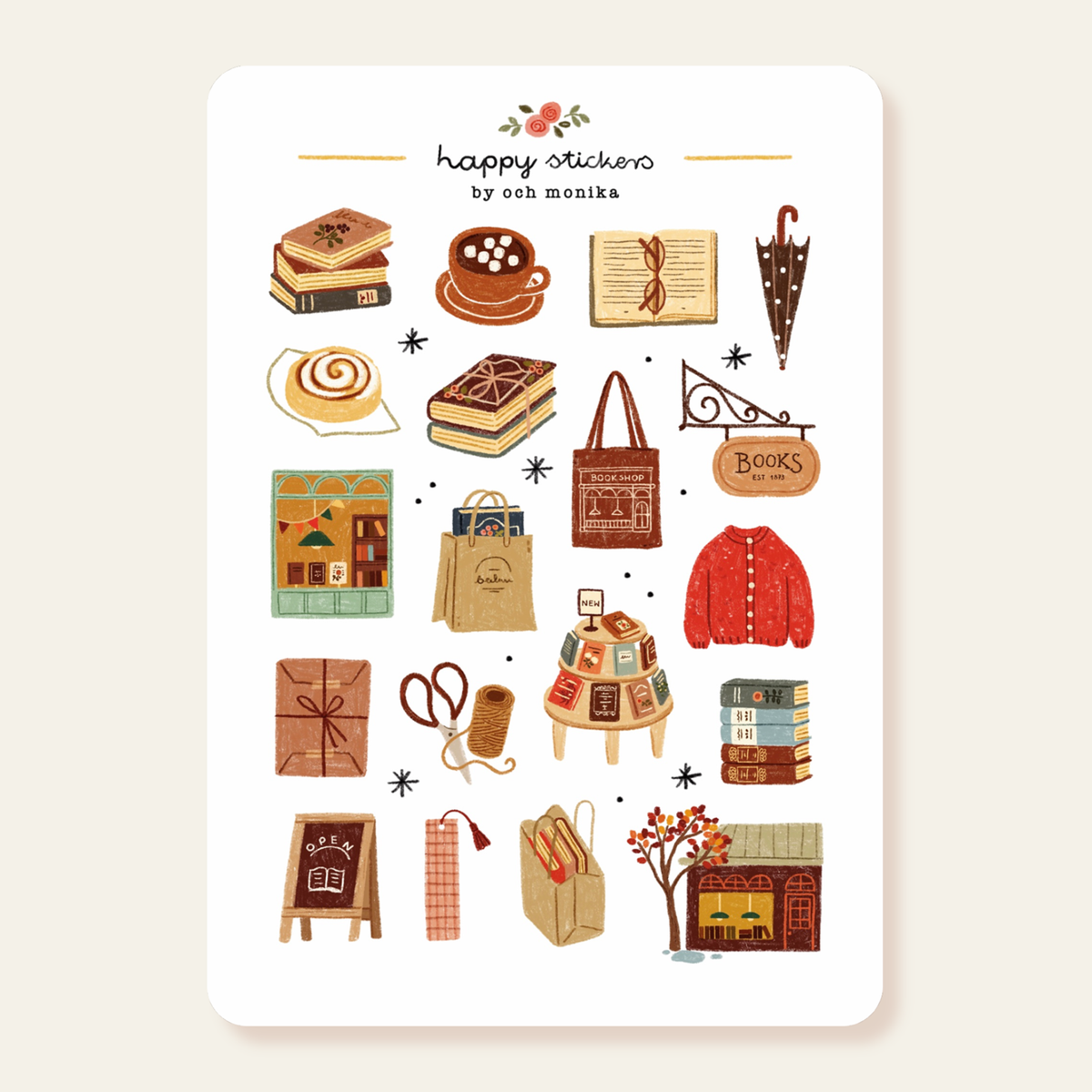 Och Monika | Rainy Bookshop - Sticker Sheet