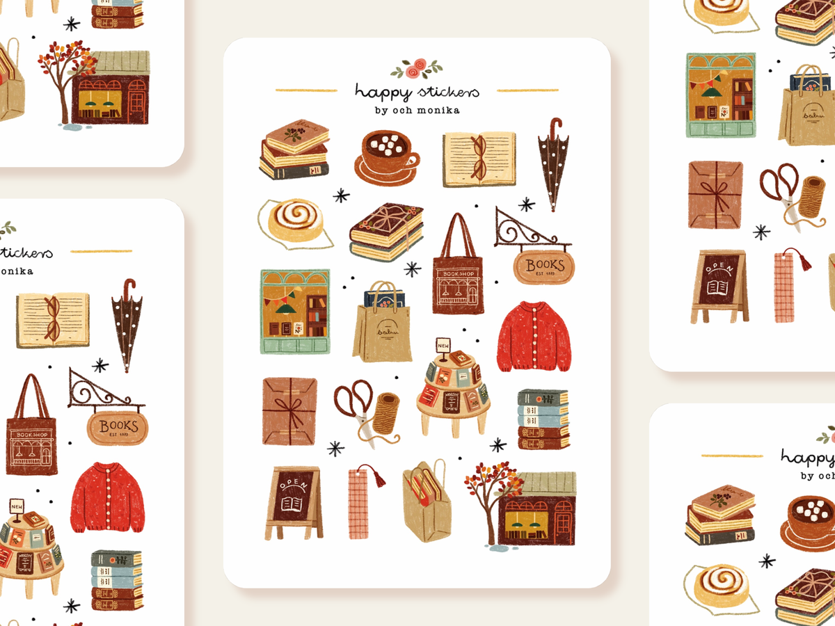 Och Monika | Rainy Bookshop - Sticker Sheet