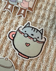 Cat cup vinyl sticker