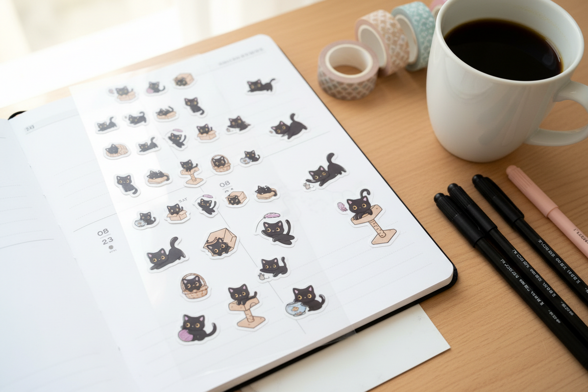 Kuboandlucy Stationery Co | Luna the Black Cat Sticker Sheet