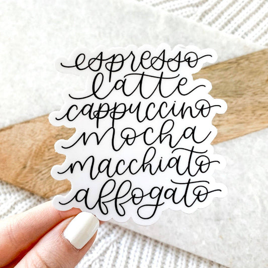 Espresso Latte Cappuccino Coffee Drinks List Sticker Die Cut