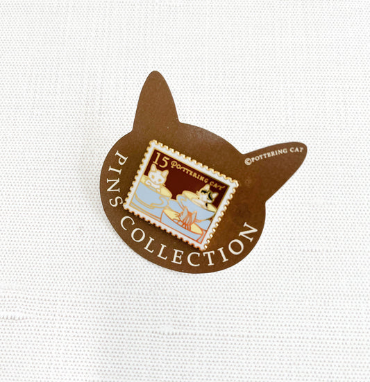 Tea Cup Ride Cat Enamel Pin | Pottering Cat | PZ-25