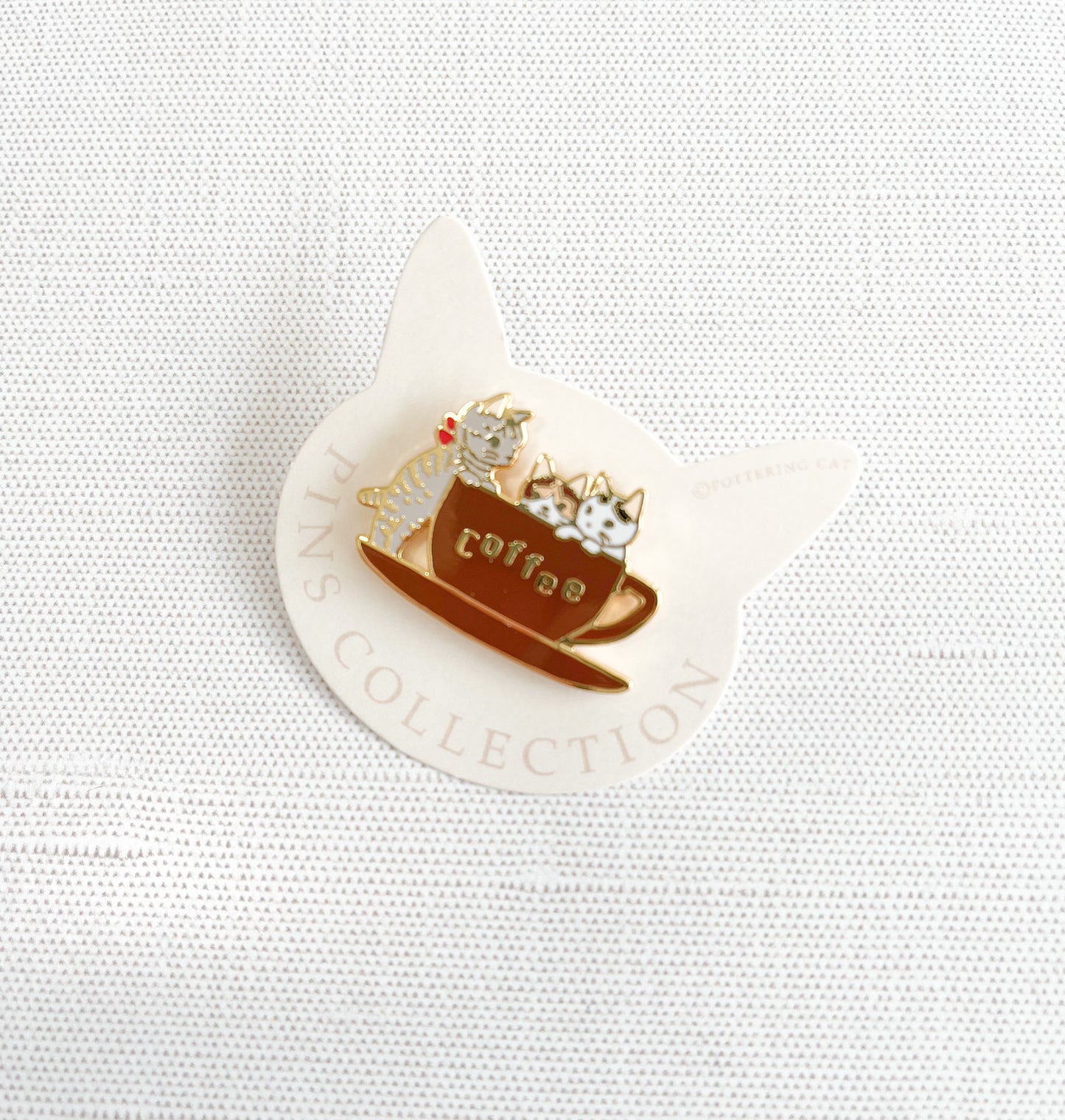 Coffee Cat Enamel Pin | Pottering Cat | PZ-70