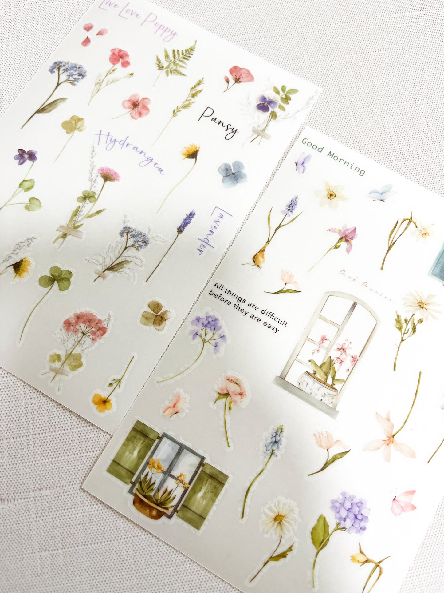 Window Flowers Print on (rub on stickers) Stickers | T-004