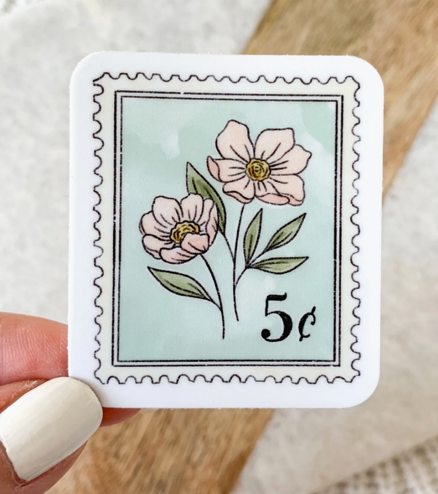 Floral Stamp Sticker Die Cut