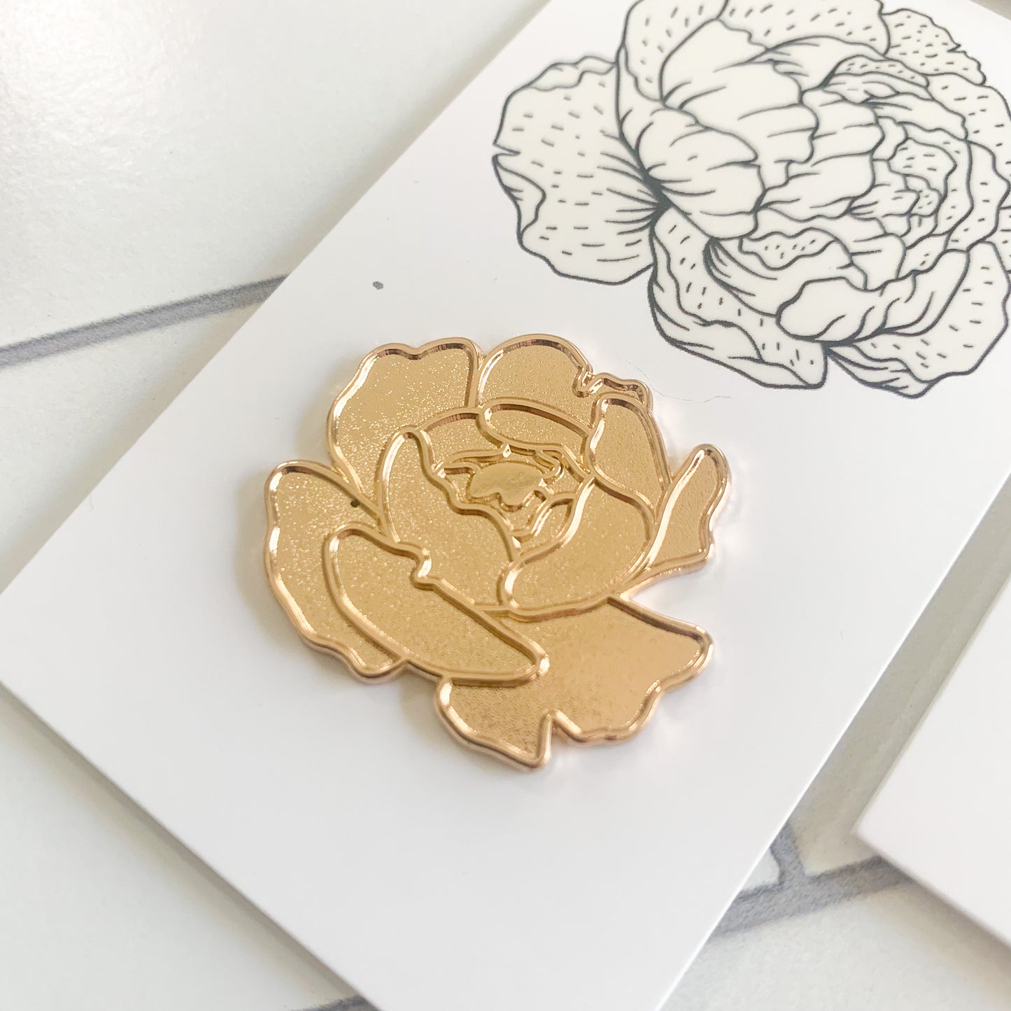 Gold Peony Enamel Pin Magnet V.2